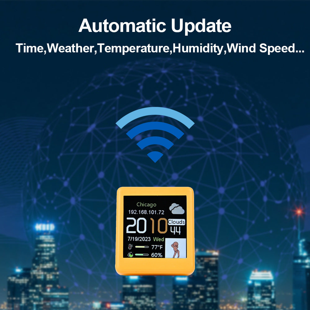 Portable Smart Wifi Weather Station Display Weather Temperature Humidity Time Alarm Clock Desktop Decoration