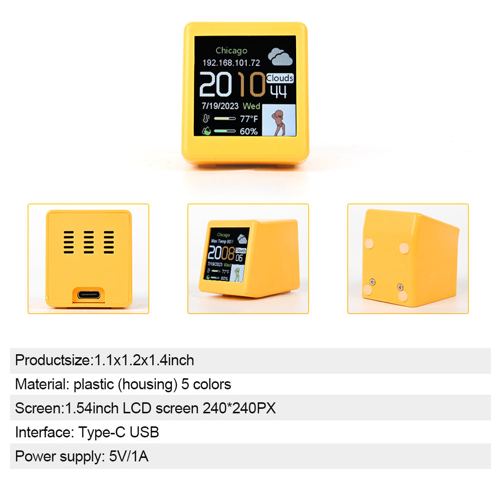Portable Smart Wifi Weather Station Display Weather Temperature Humidity Time Alarm Clock Desktop Decoration