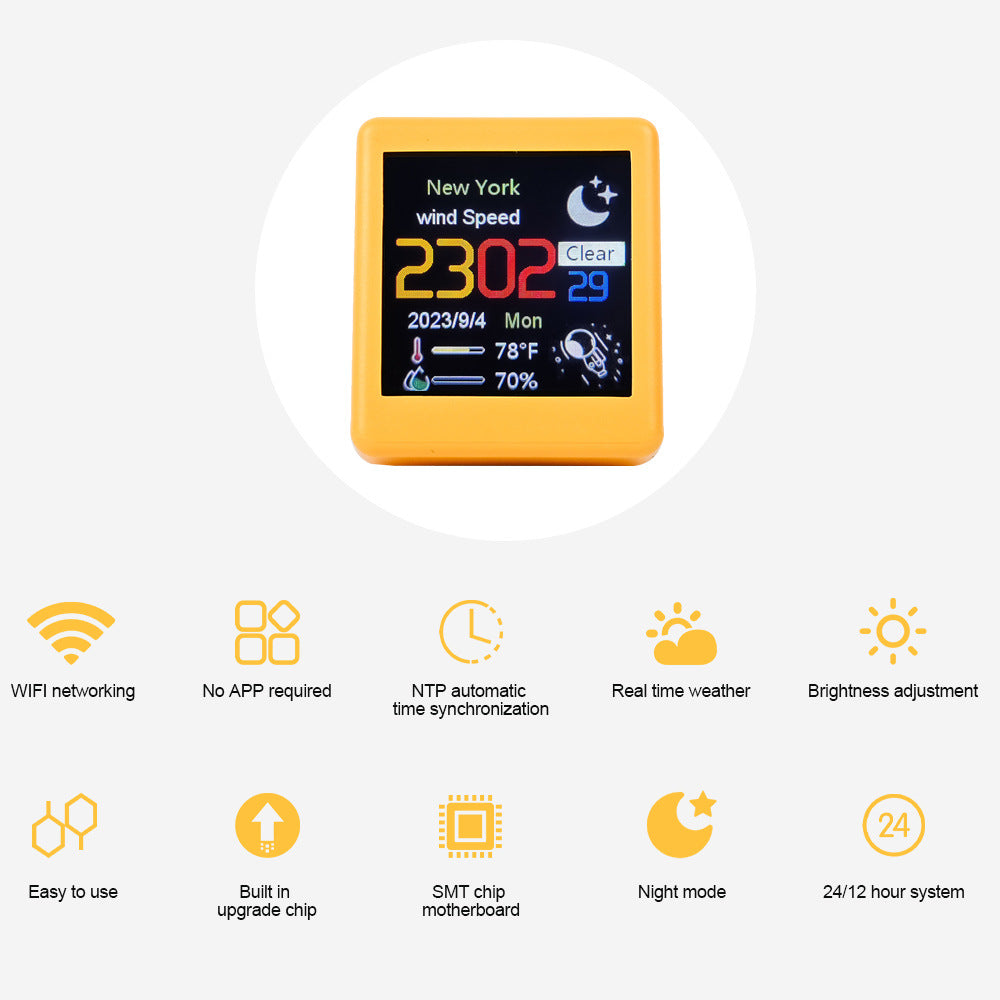 Portable Smart Wifi Weather Station Display Weather Temperature Humidity Time Alarm Clock Desktop Decoration