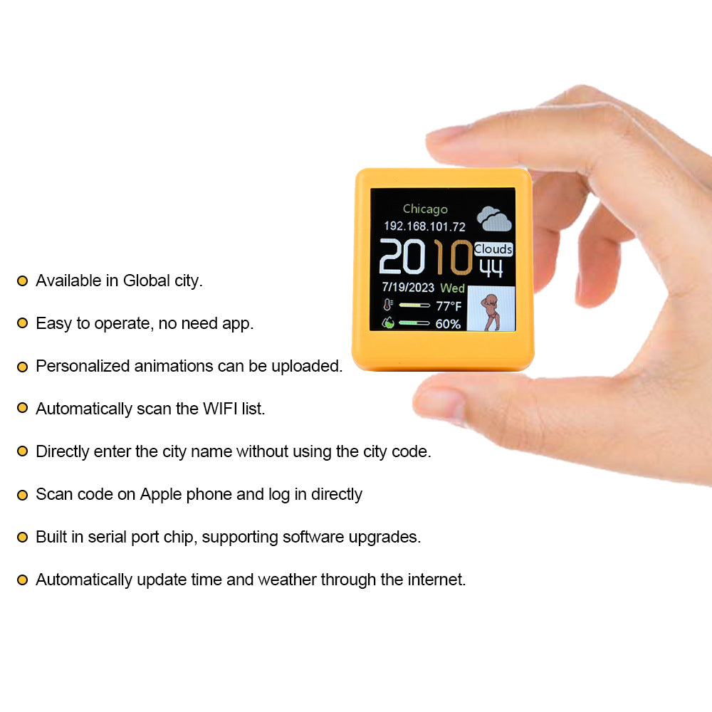 Portable Smart Wifi Weather Station Display Weather Temperature Humidity Time Alarm Clock Desktop Decoration